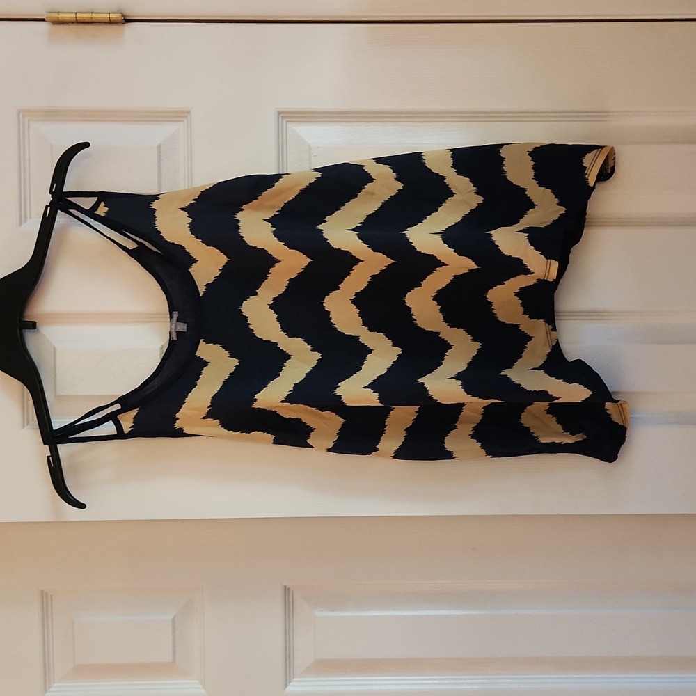 Navy blue and tan woman's camisole